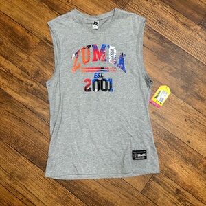 Zumba Fitness Gray Tank Top with Multicolor Logo